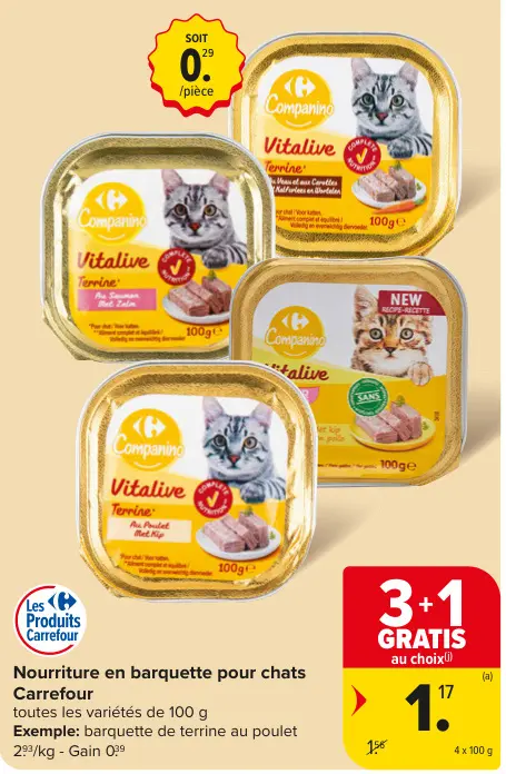 Offre: Nourriture en barquette pour chats