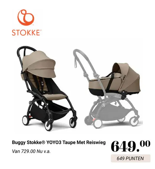 Aanbieding: Buggy Stokke® YOYO3 Taupe Met Reiswieg