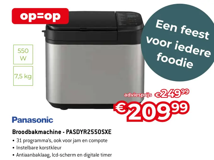Promotie: Broodbakmachine - PASDYR2550SXE