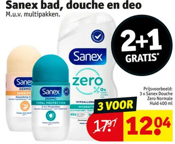 Aanbieding: Sanex bad, douche en deo