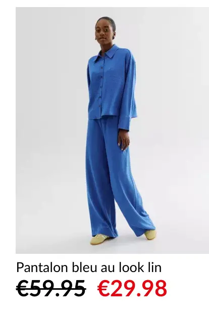 Offre: Pantalon bleu au look lin