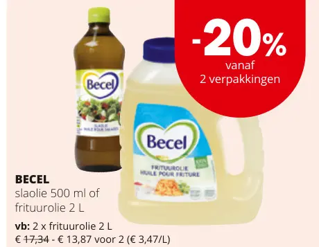 Promotie: slaolie 500 ml of frituurolie 2 L