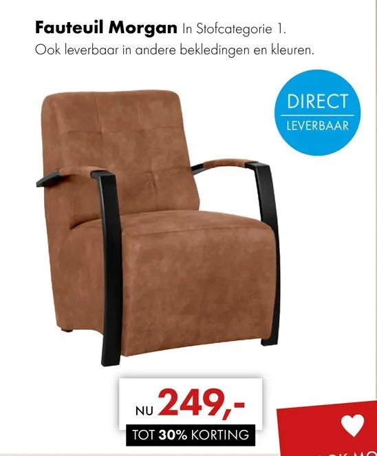 Promotie: Morgan fauteuil cognac