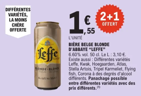 Offre: Bière belge blonde d'abbaye