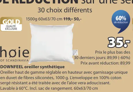 Promotie: DOWNFEEL oreiller synthétique