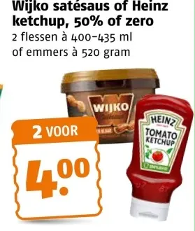 Aanbieding: Wijko satésaus of Heinz ketchup, 50% of zero