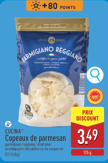 Offre: Copeaux de parmesan Parmigiano Reggiano
