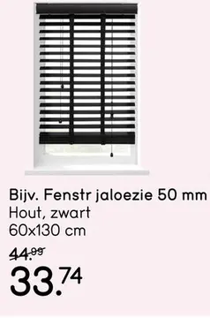 Aanbieding: Fenstr jaloezie hout 50 mm zwart - 60x130 cm