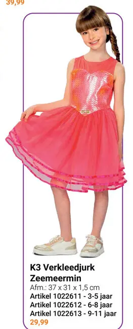 Aanbieding: K3 Verkleedjurk - Zeemeermin Jurk, 3-5 Jaar