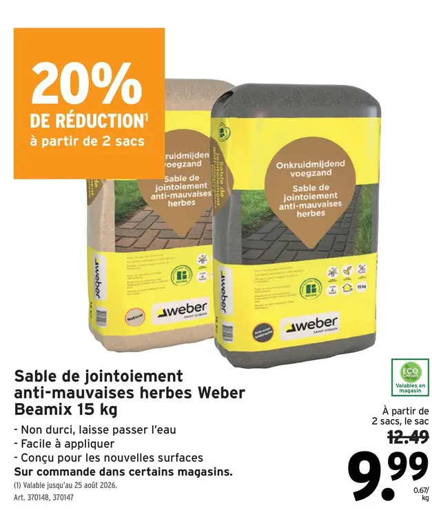 Offre: Sable de jointoiement anti-mauvaises herbes Weber