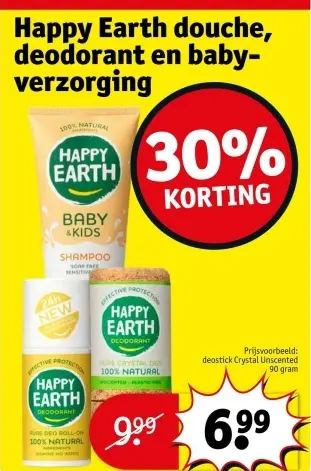 Promotie: Happy Earth douche, deodorant en baby-verzorging