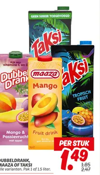 Aanbieding: Dubbeldrank, MAAZA of TAKSI