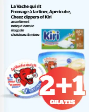 Offre: Fromage à tartiner, Apericube, Cheez dippers 