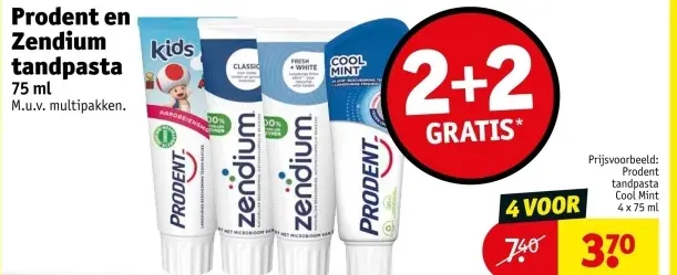 Aanbieding: Prodent en Zendium tandpasta