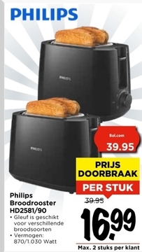 Aanbieding: Philips Broodrooster HD2581/90