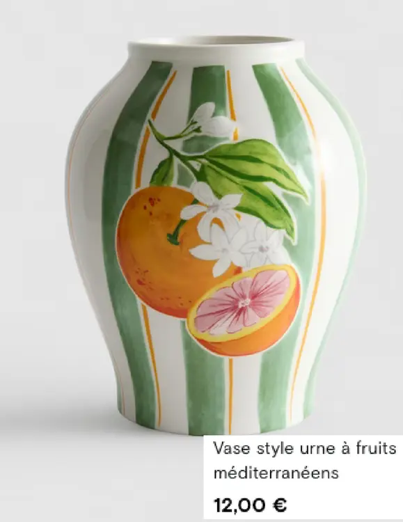 Offre: Vase style urne à fruits méditerranéens