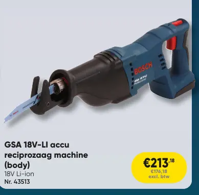 Promotie: GSA 18V-LI accu reciprozaag machine (body)