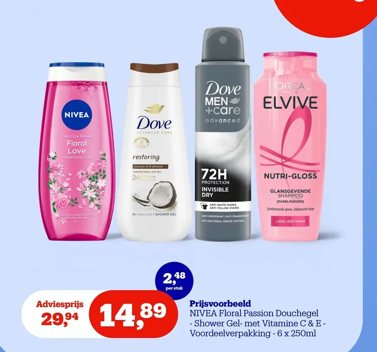 Promotie: Douchegel en deodorant en shampoo