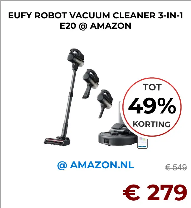 Aanbieding: Robot vacuum cleaner 3-in-1 e20