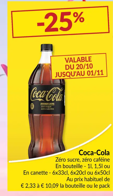 Offre: Coca-Cola Zéro sucre, zéro caféine
