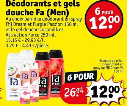 Offre: Déodorants et gels douche