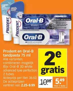 Aanbieding: Prodent en Oral-B tandpasta