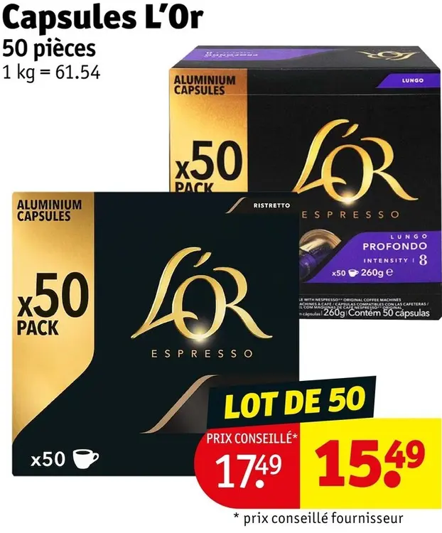 Offre: Capsules L'Or