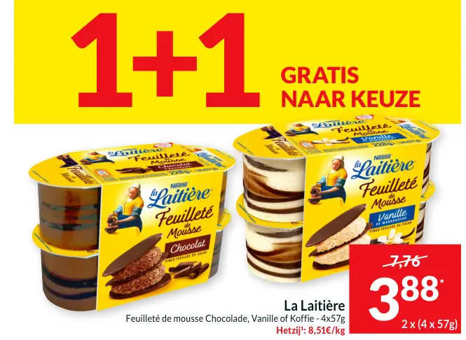 Promotie: Feuilleté de mousse Chocolade, Vanille of Koffie