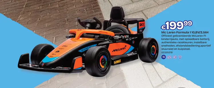 Aanbieding: Mc Laren Formula 1 10,8V/3.1AH met afstandsbediening