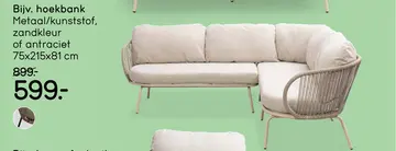 Aanbieding: Loungehoekbank Fermo - zand -75x215x81 cm