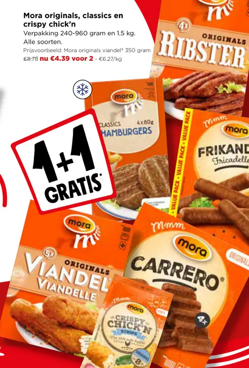 Promotie: Mora originals, classics en crispy chick'n