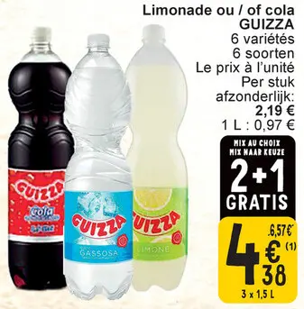 Aanbieding: Limonade ou / of cola GUIZZA