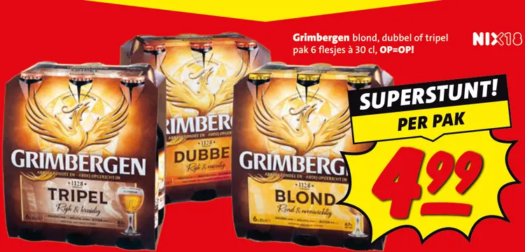 Aanbieding: Grimbergen blond, dubbel of tripel
