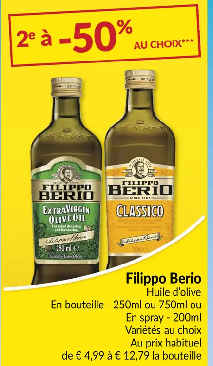 Offre: Filippo Berio Huile d'olive