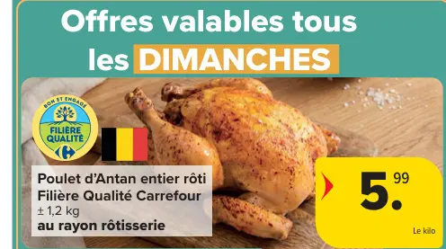 Offre: Poulet d'Antan entier rôti