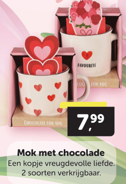 Aanbieding: Lovely joyful mug met witte chocolade praline aardbeien smaak