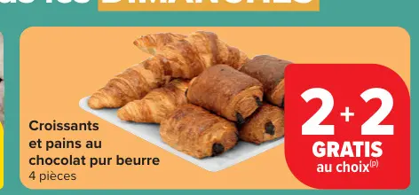 Offre: Croissants et pains au chocolat pur beurre