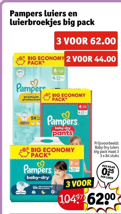 Aanbieding: Pampers luiers en luierbroekjes big pack