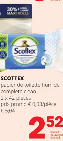 Offre: Papier de toilette humide complete clean