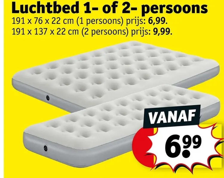 Promotie: Luchtbed 1- of 2- persoons