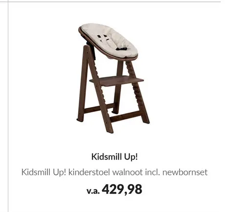 Aanbieding: Kidsmill Up! kinderstoel walnoot incl. newbor