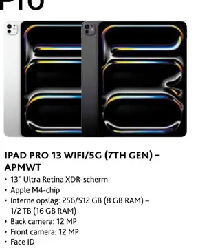 Aanbieding: Ipad pro 13 wifi/5g (7th gen) - apmwt