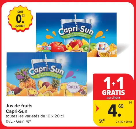 Offre: Jus de fruits