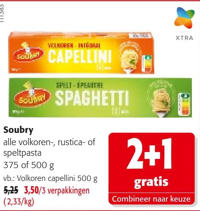 Promotie: Soubry alle volkoren-, rustica- of speltpasta