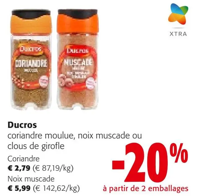 Offre: Ducros Coriandre moulue, noix muscade ou clous de girofle