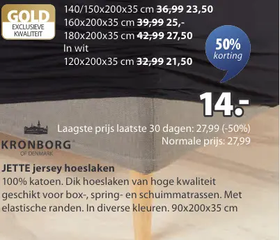 Promotie: JETTE jersey hoeslaken