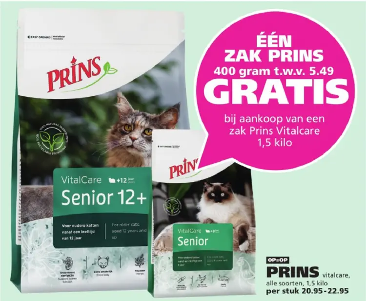 Aanbieding: Vitalcare alle soorten 1,5 kilo kattenvoer + GRATIS 400 gram kattenvoeding