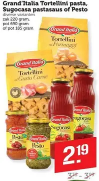 Aanbieding: Grand'Italia Tortellini pasta, Sugocasa pastasaus of Pesto
