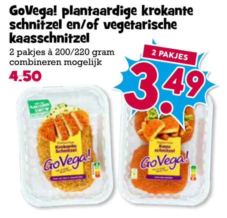 Aanbieding: Plantaardige krokante schnitzel en/of vegetarische kaasschnitzel