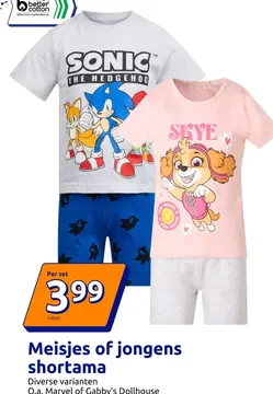 Aanbieding: Meisjes of jongens shortama